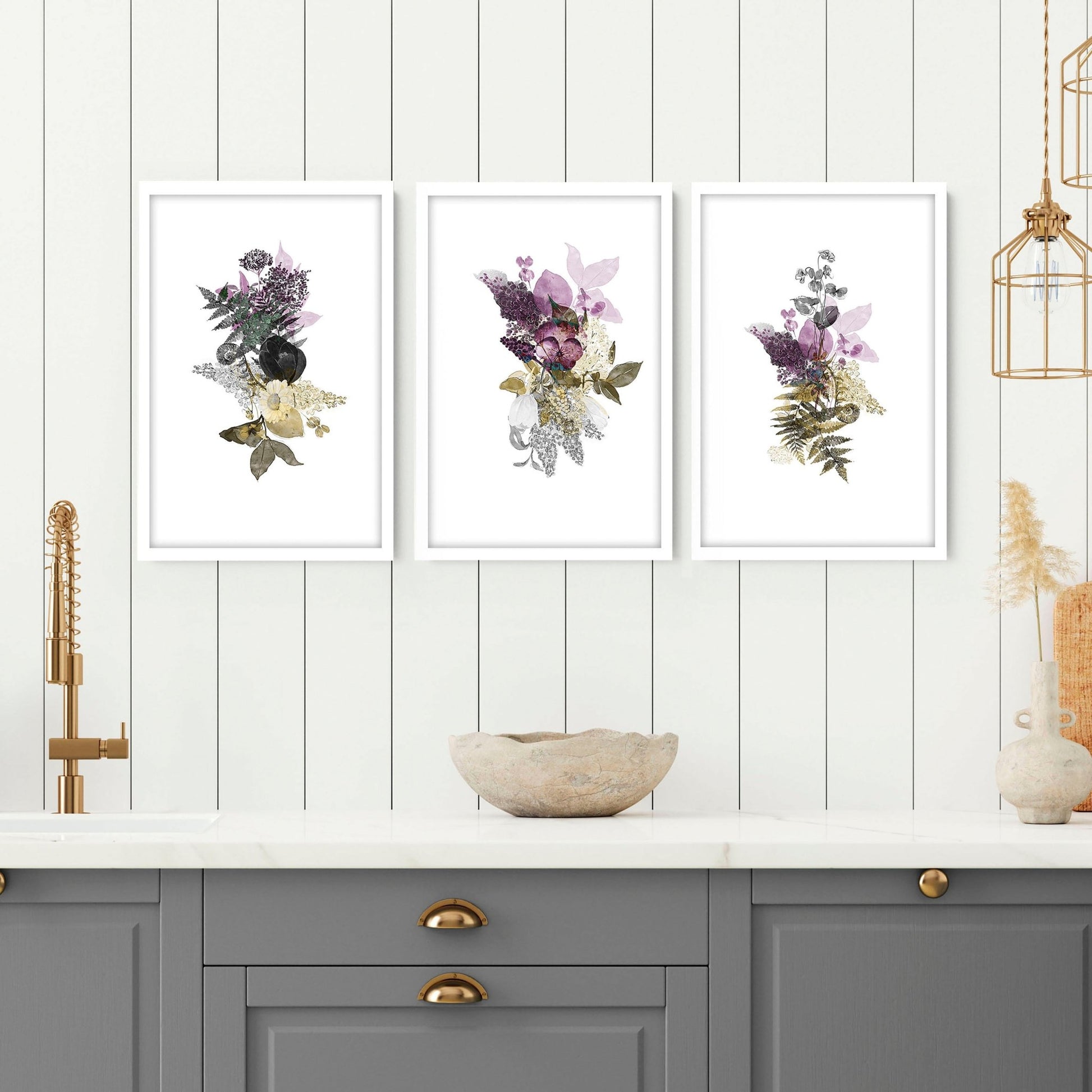 Botanical art for kitchen walls | set of 3 art prints - About Wall Art