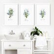 Flowers print | Set of 3 wall art for the Bathroom