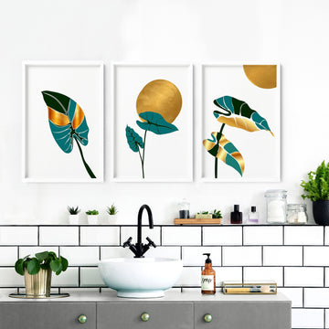 Botanical Boho art for the bathroom wall | set of 3 wall art - About Wall Art