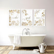 Botanical Golden Bathroom prints framed | Set of 3 wall art prints - About Wall Art