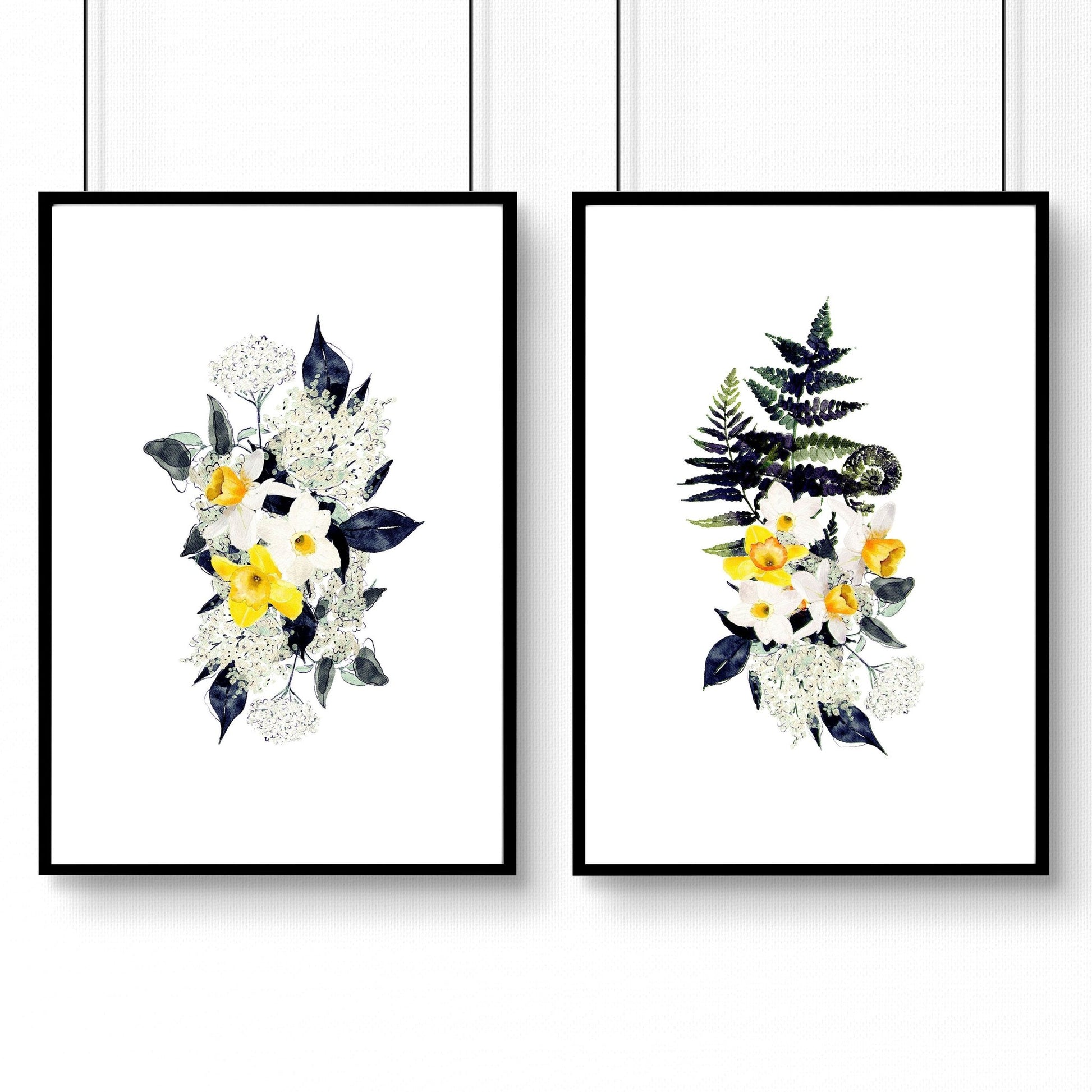 Botanical Large artwork for hallway | Set of 2 wall art prints
