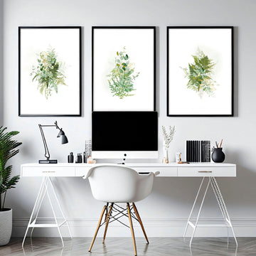 Ensemble botanique de 3 images encadrées pour le bureau à domicile