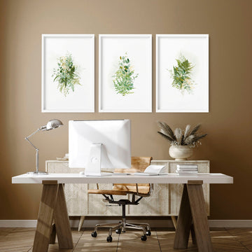 Botanical Set of 3 framed pictures for Home office
