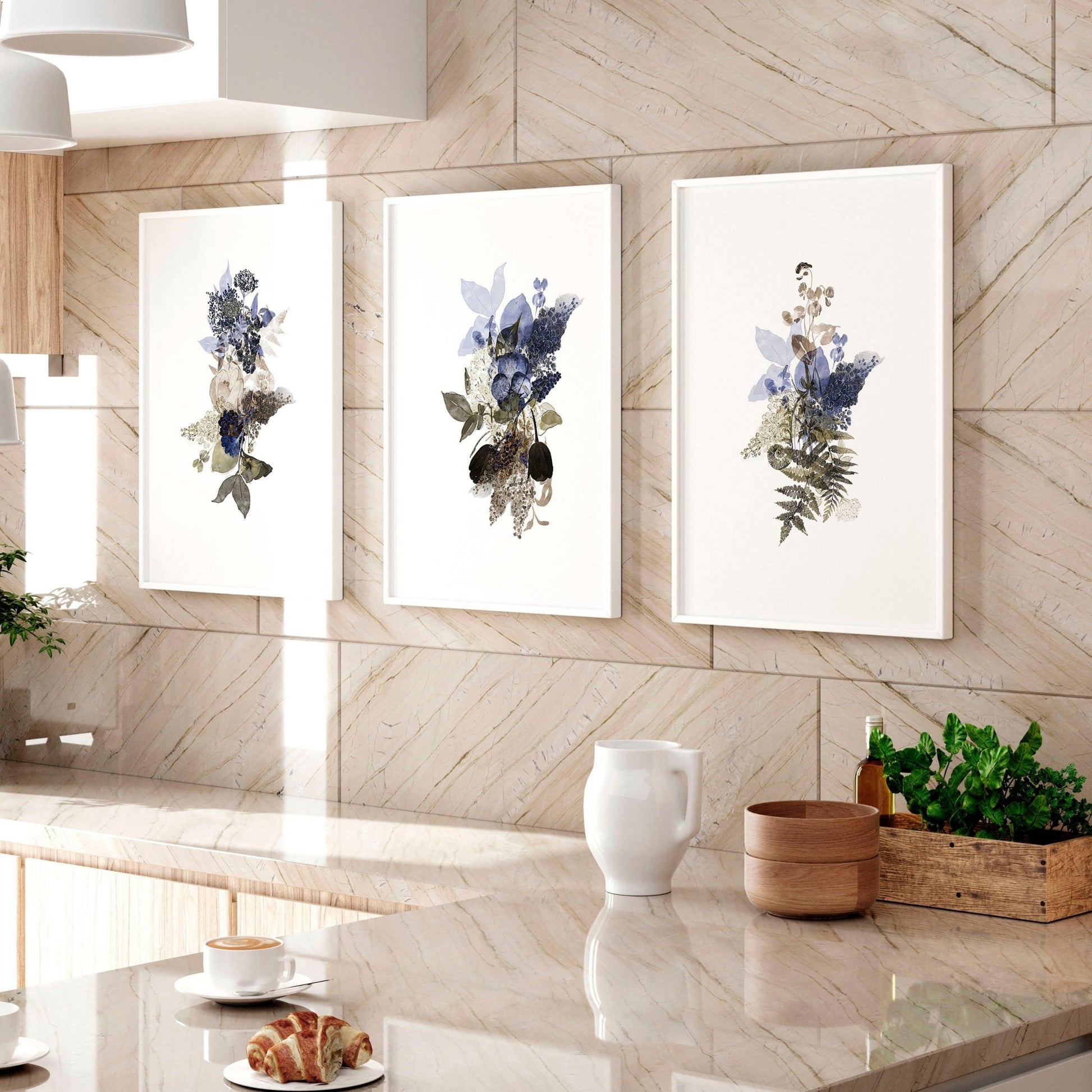 wall paintings for kitchen | set of 3 botanical art prints