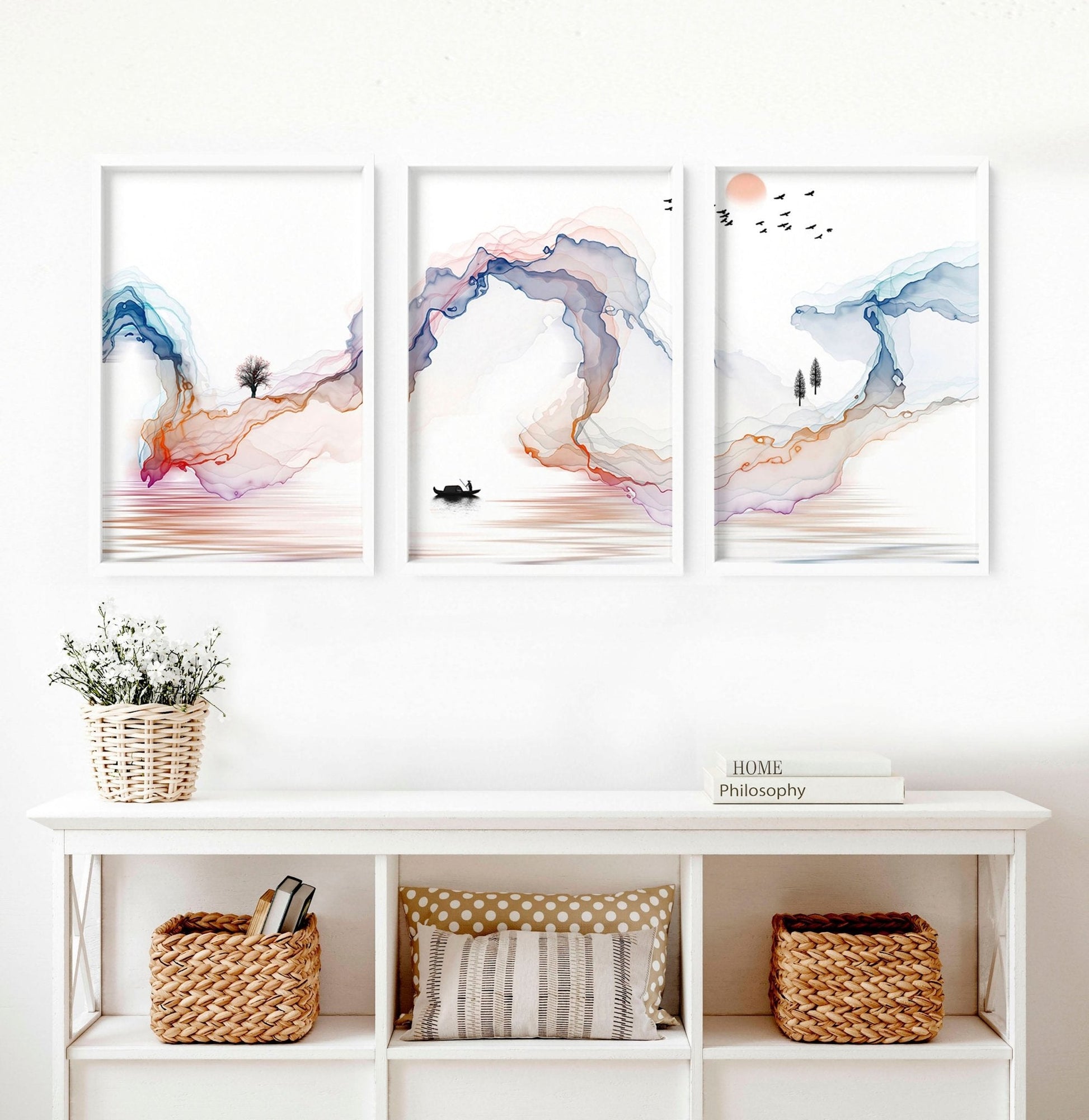 Calm Art - Set of 3 framed prints - About Wall Art