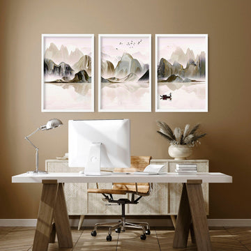 Calm office decor | set of 3 wall art prints - About Wall Art