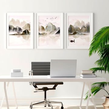 Calm office decor | set of 3 wall art prints