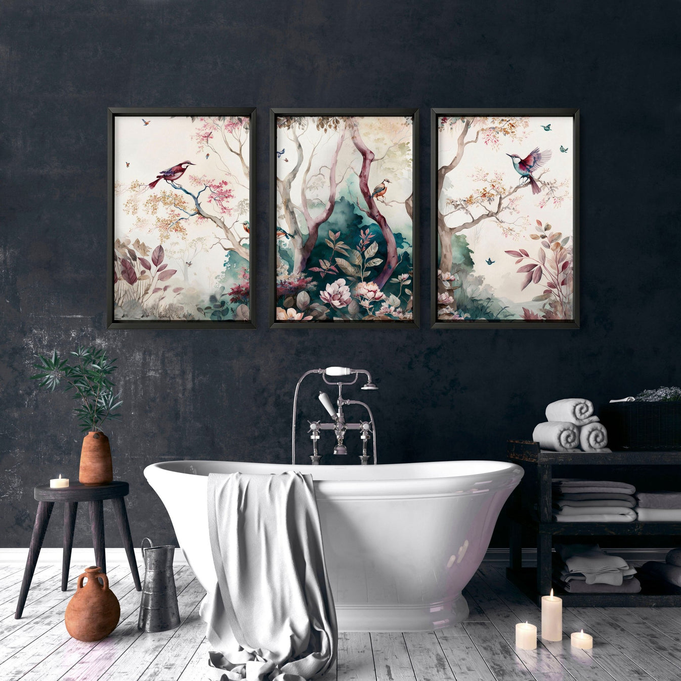 Bathroom Wall decoration set of 3 framed wall art | About Wall Art
