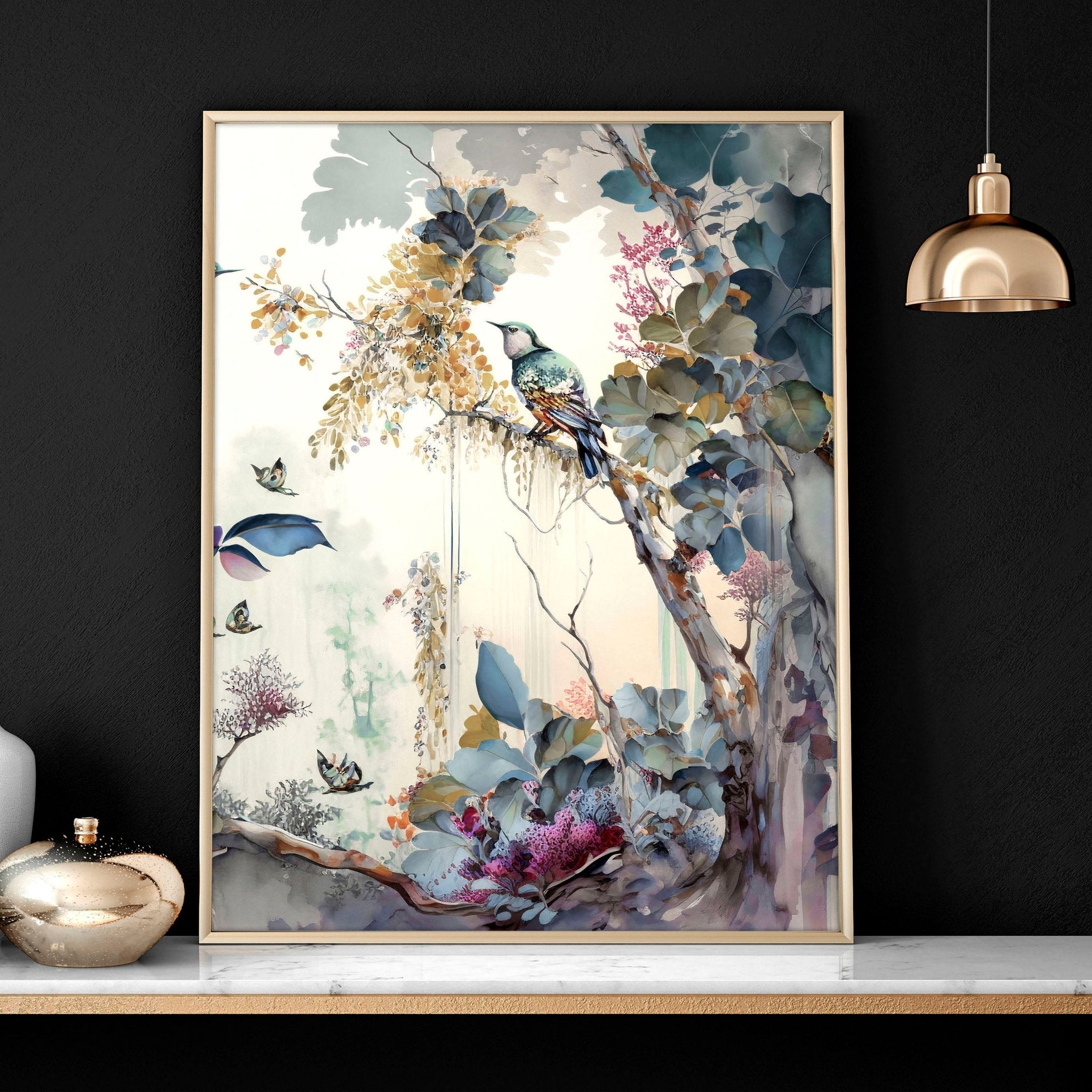 Large Art Chinoiserie print on cheapest Wood