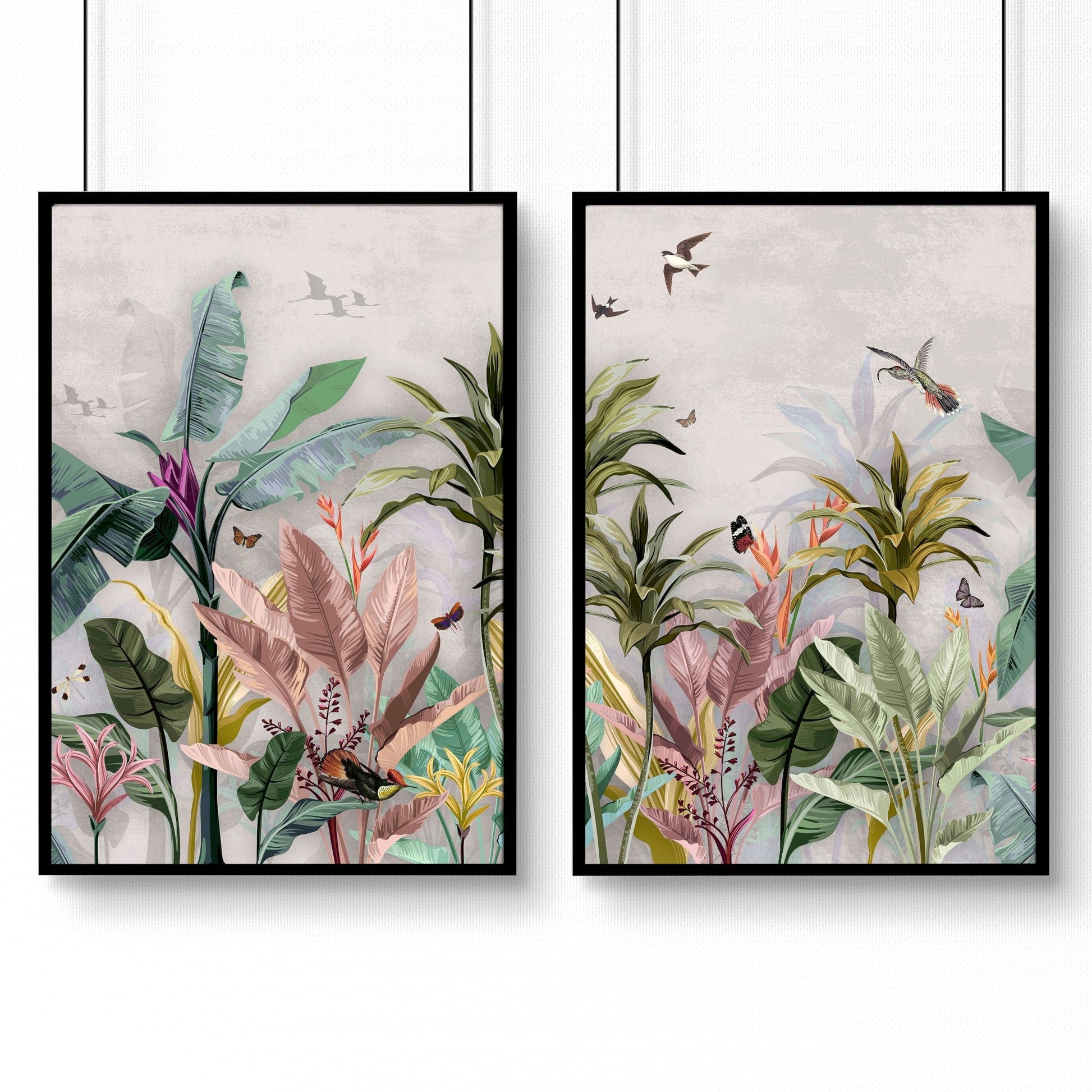 Chinoiserie pictures for bathroom | set of 2 wall art prints