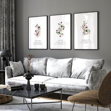 Christian Large art for living room | set of 3 wall art prints