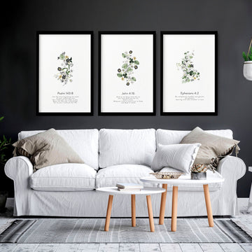 Christian living room wall prints | set of 3 wall art prints