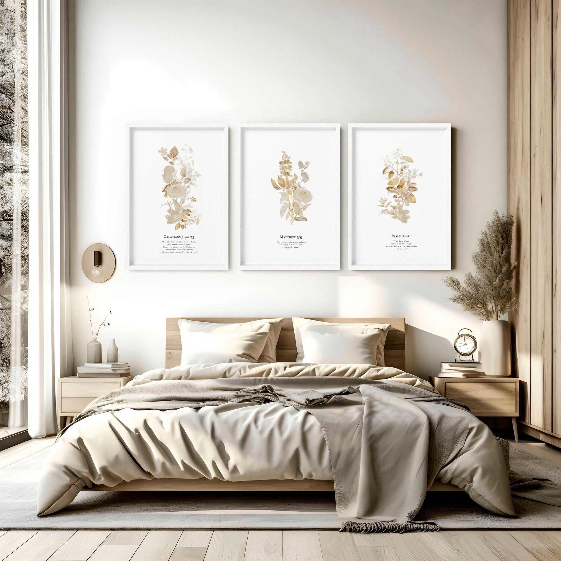 Christian modern art for bedroom | set of 3 wall art prints