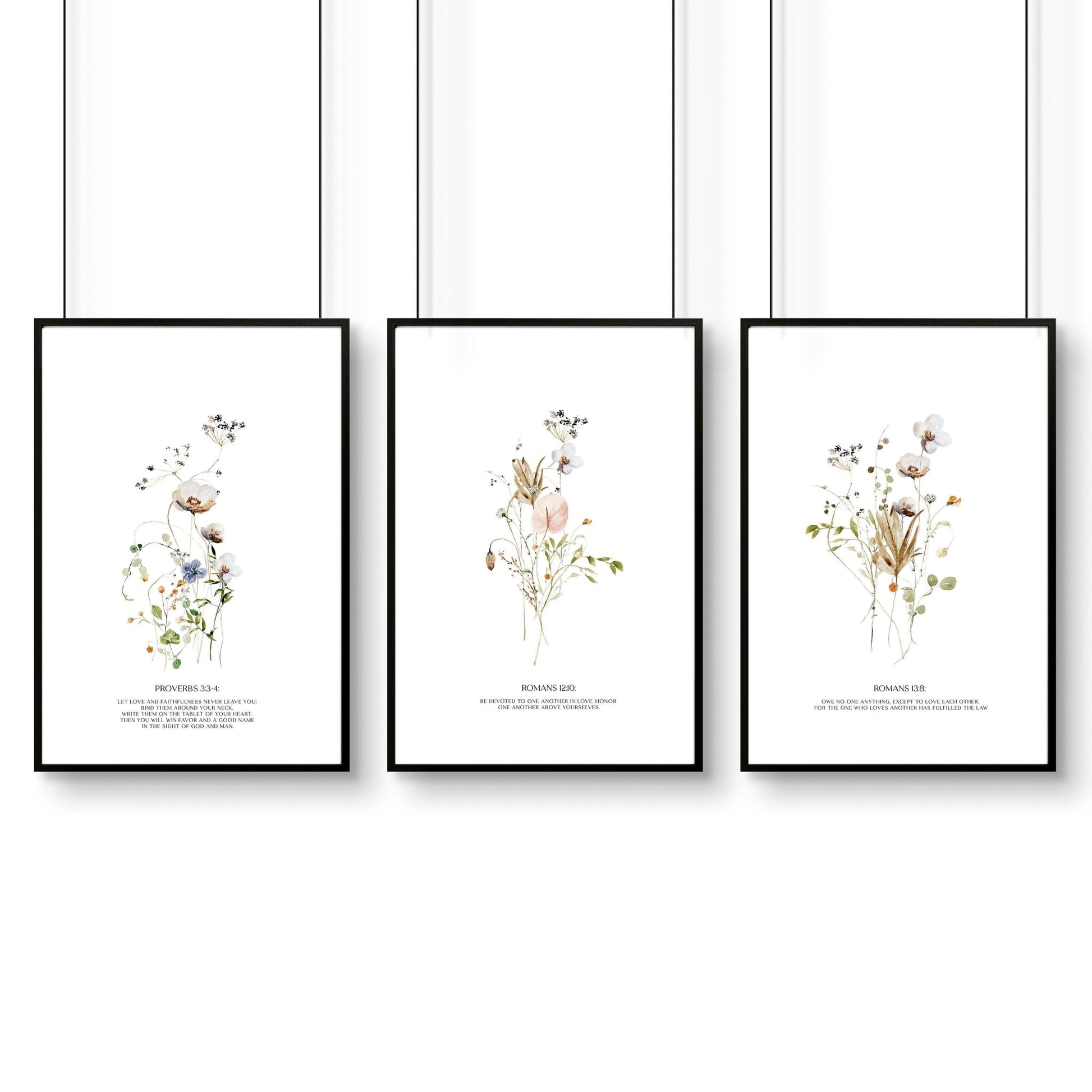 Christian set of 3 pictures for hallway | set of 3 wall art prints