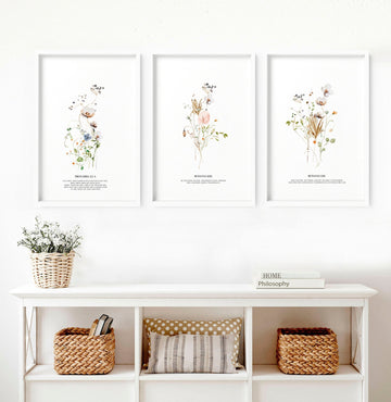 Set of 3 pictures for hallway | set of 3 Christian wall art prints