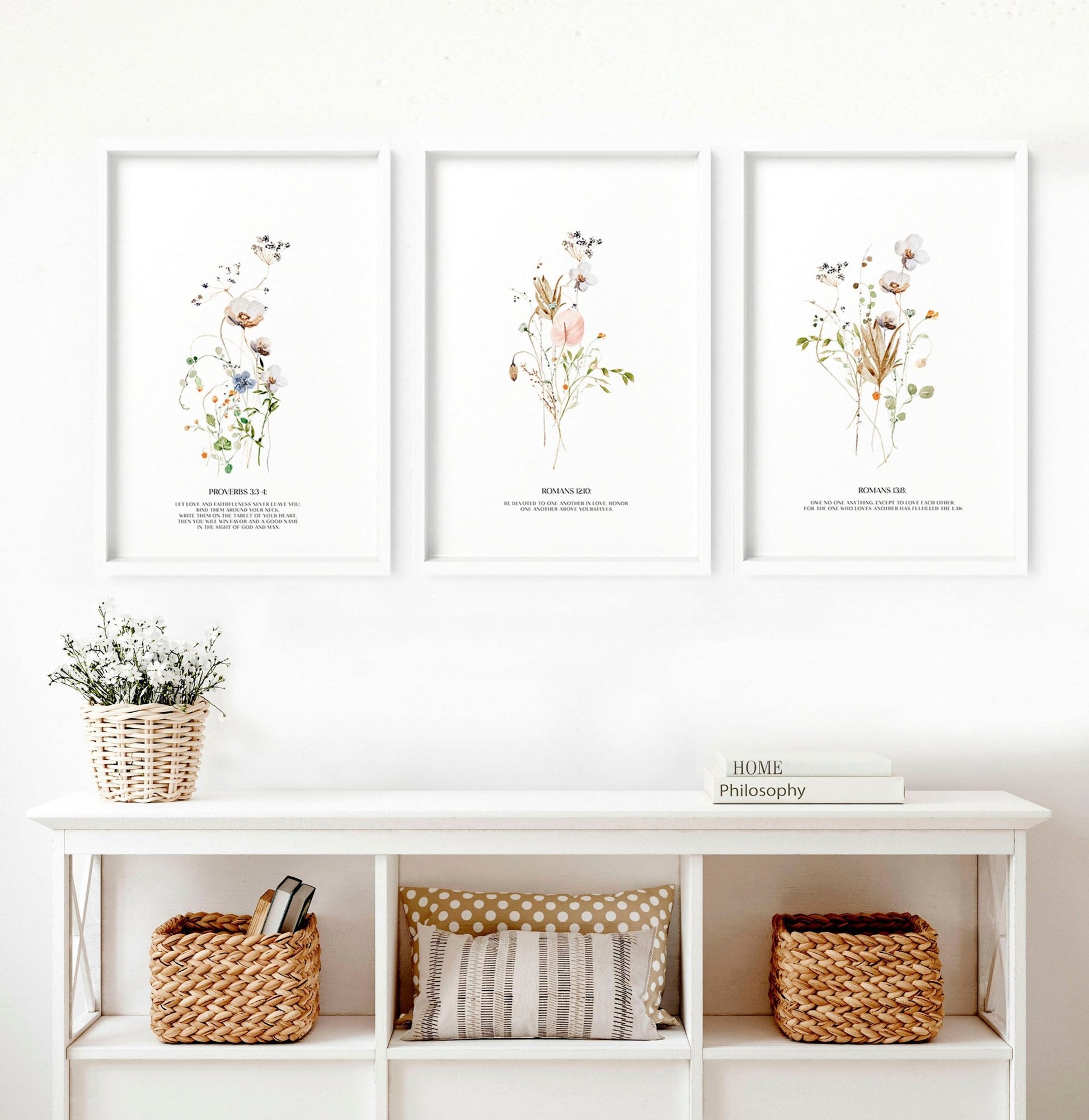 Christian set of 3 pictures for hallway | set of 3 wall art prints