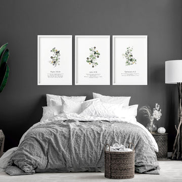 Christian wall art for bedroom | set of 3 wall art prints
