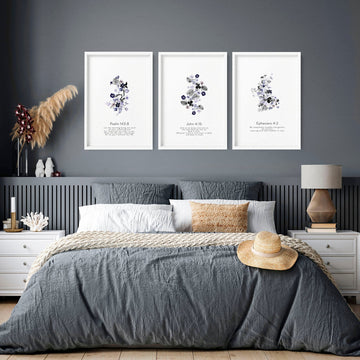 Christian wall art in uk for bedroom | set of 3 wall art prints