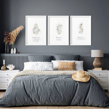 Christianity art for bedroom | set of 3 wall art prints