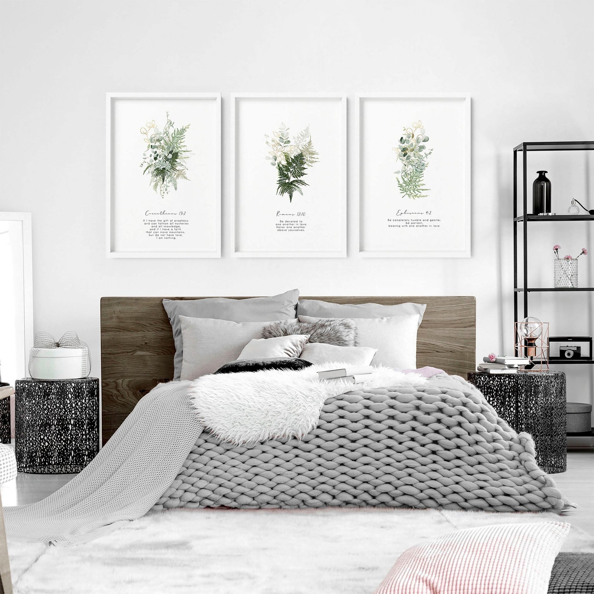 Christianity Bible wall art for bedroom | set of 3 wall art prints