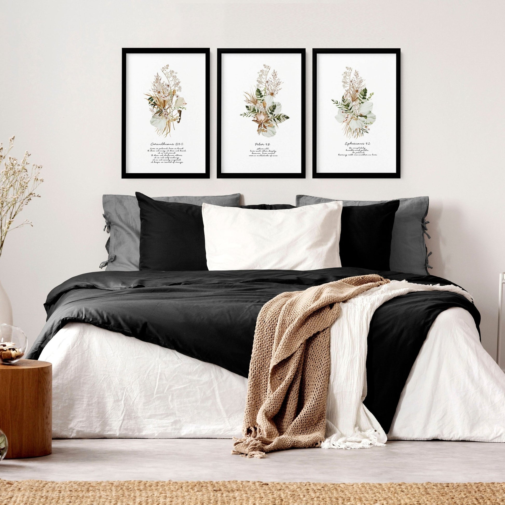 Christianity quotes for bedroom | set of 3 wall art prints