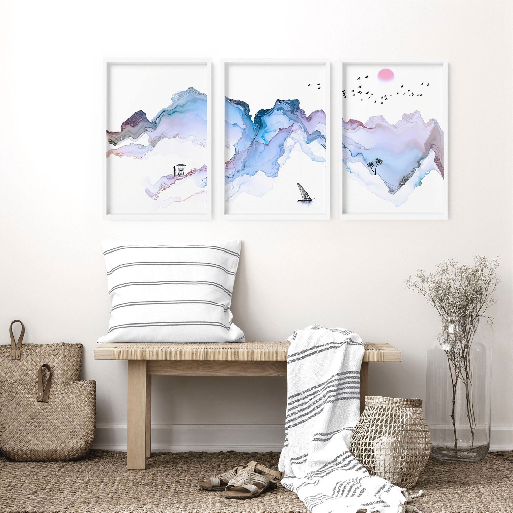 Coast art - Set of 3 wall picture prints - About Wall Art