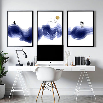 Coast wall art for home office decor | set of 3 wall art prints