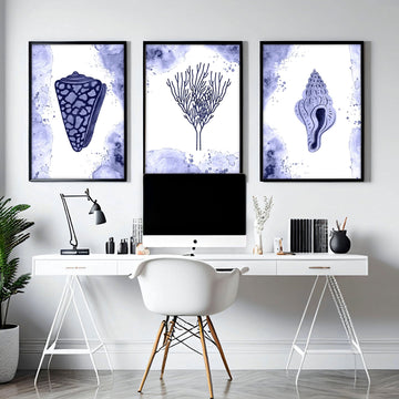 Coastal office pictures for wall | set of 3 wall art prints