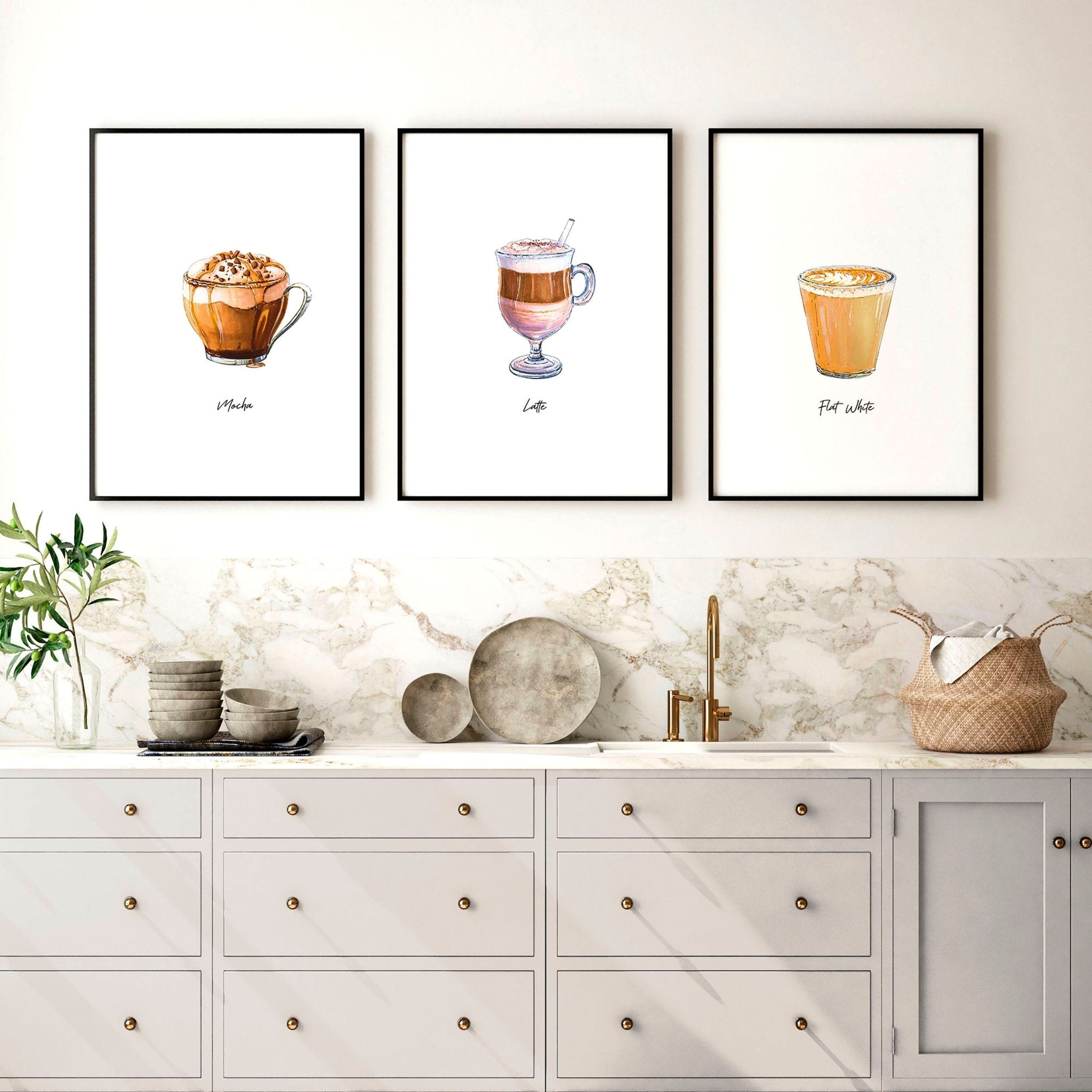 Coffee decor signs | set of 3 wall art prints - About Wall Art