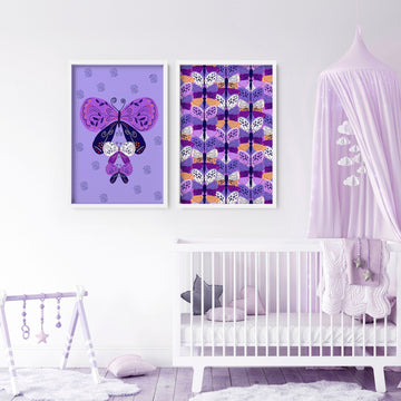 Colourful Butterfly nursery decor | set of 2 wall art prints - About Wall Art