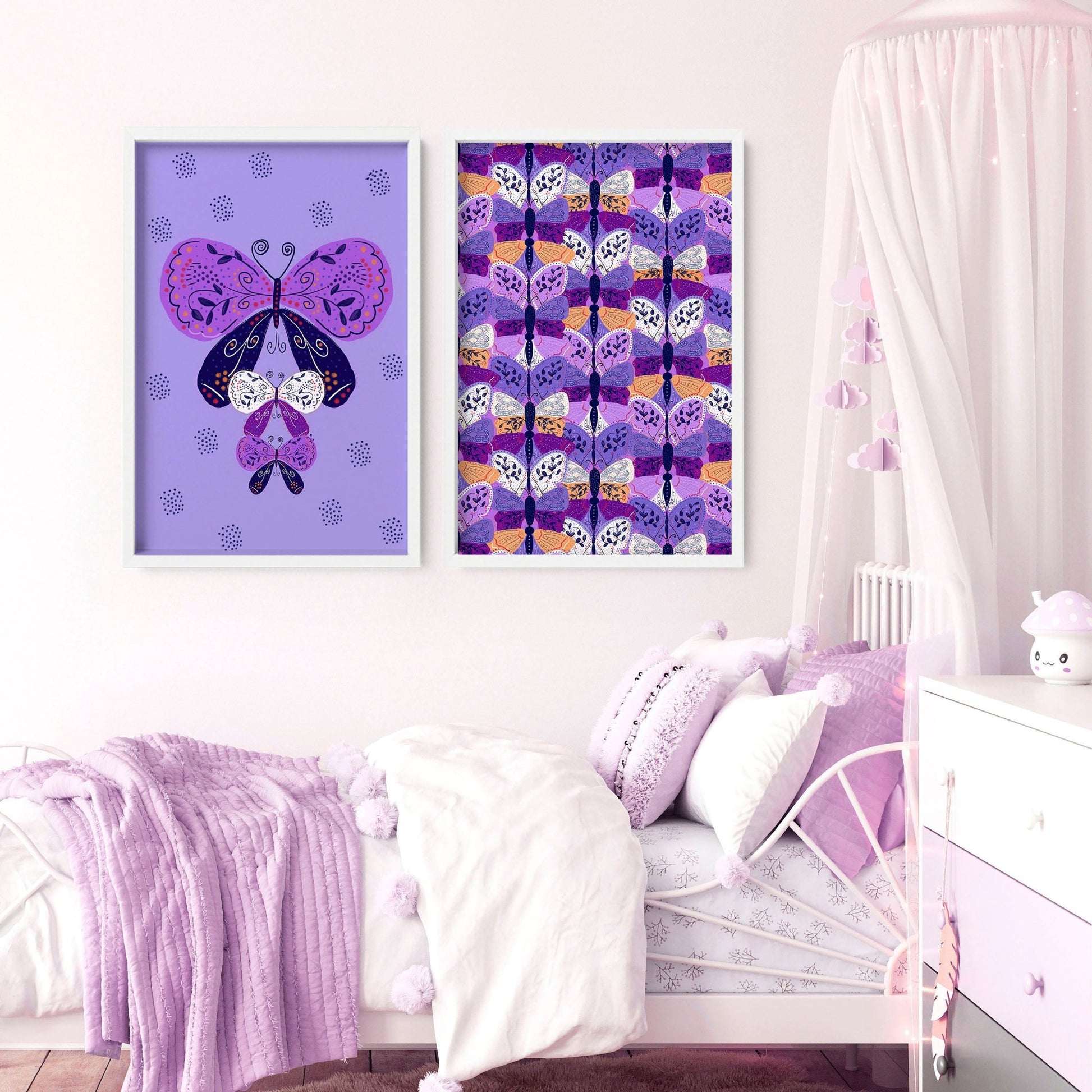 Colourful Butterfly nursery decor | set of 2 wall art prints - About Wall Art