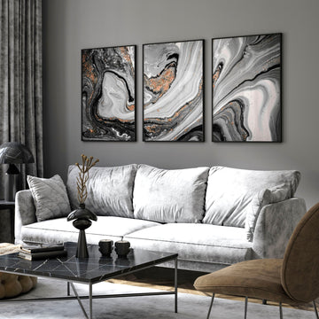Contemporary art for living room | set of 3 wall art prints