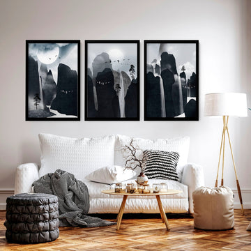 Contemporary art for living room wall | set of 3 art prints - About Wall Art