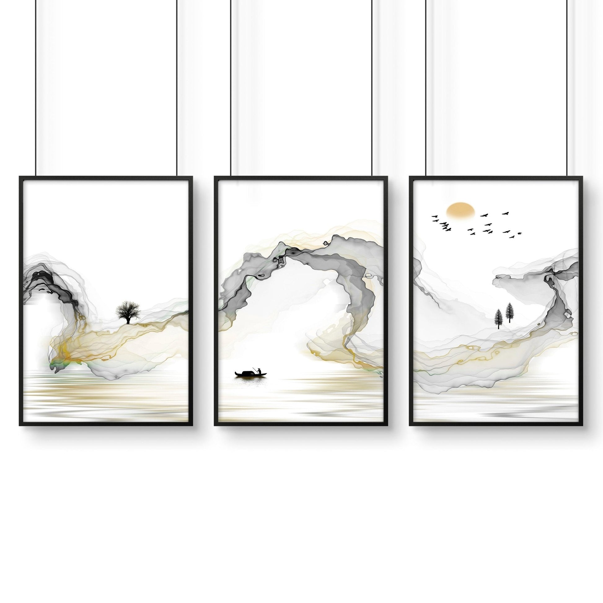Contemporary asian art - Set of 3 prints - About Wall Art