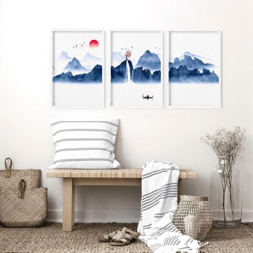Contemporary Japanese wall Art | set of 3 wall art prints