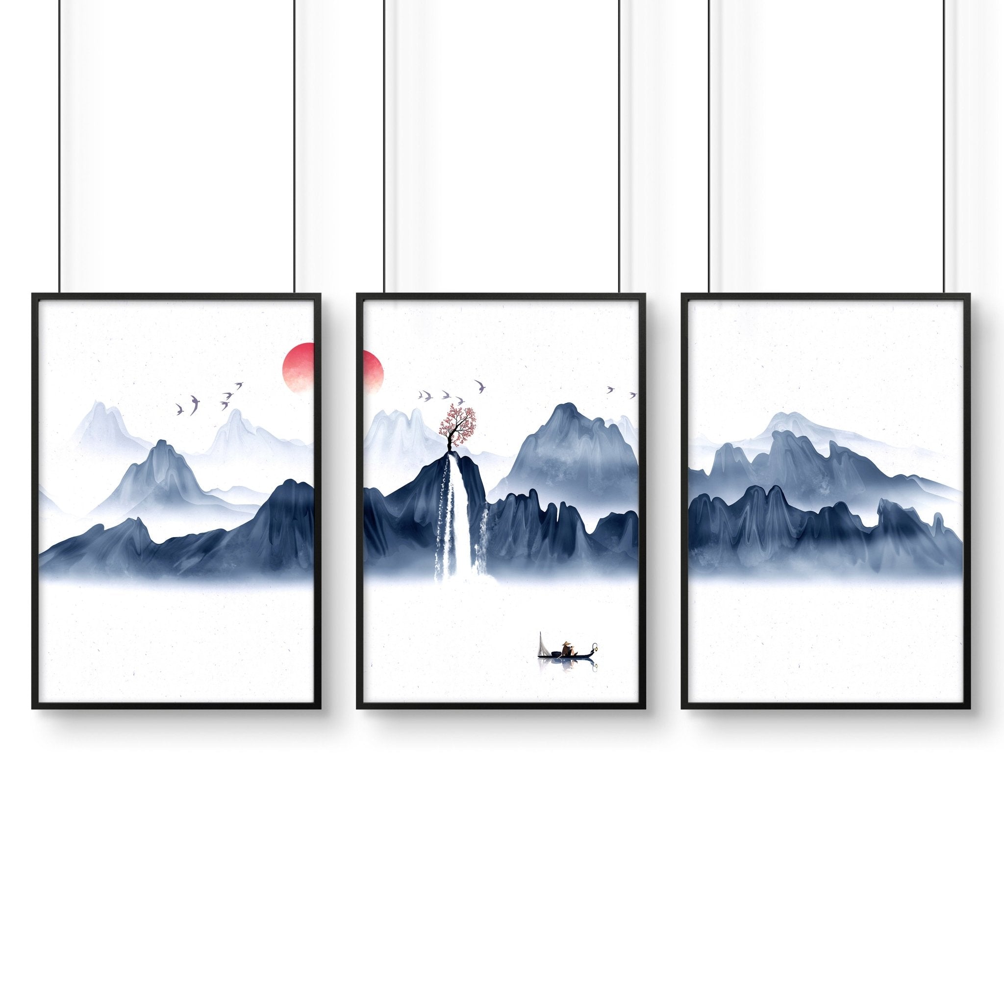 Japanese wall art - set of 3 framed wall art