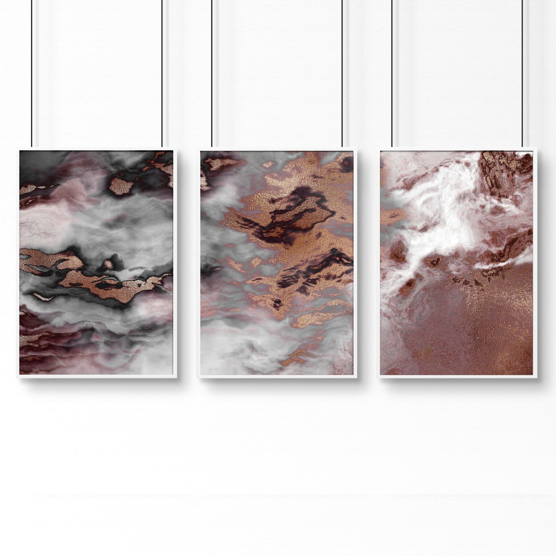 Contemporary Marbled framed wall art | set of 3 wall art prints