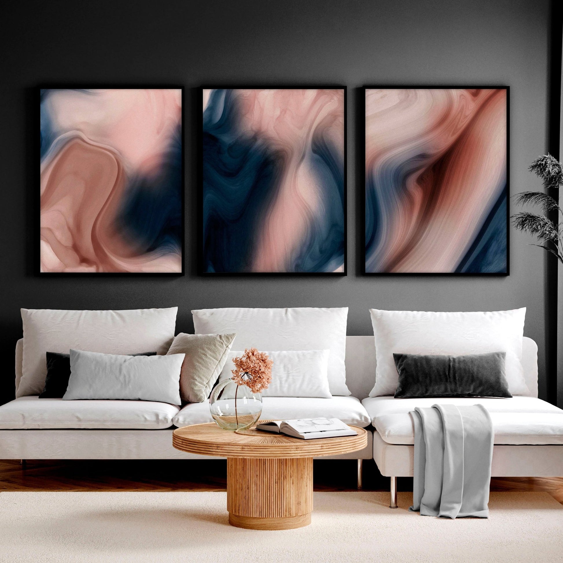 Contemporary wall art decor | set of 3 framed wall art prints