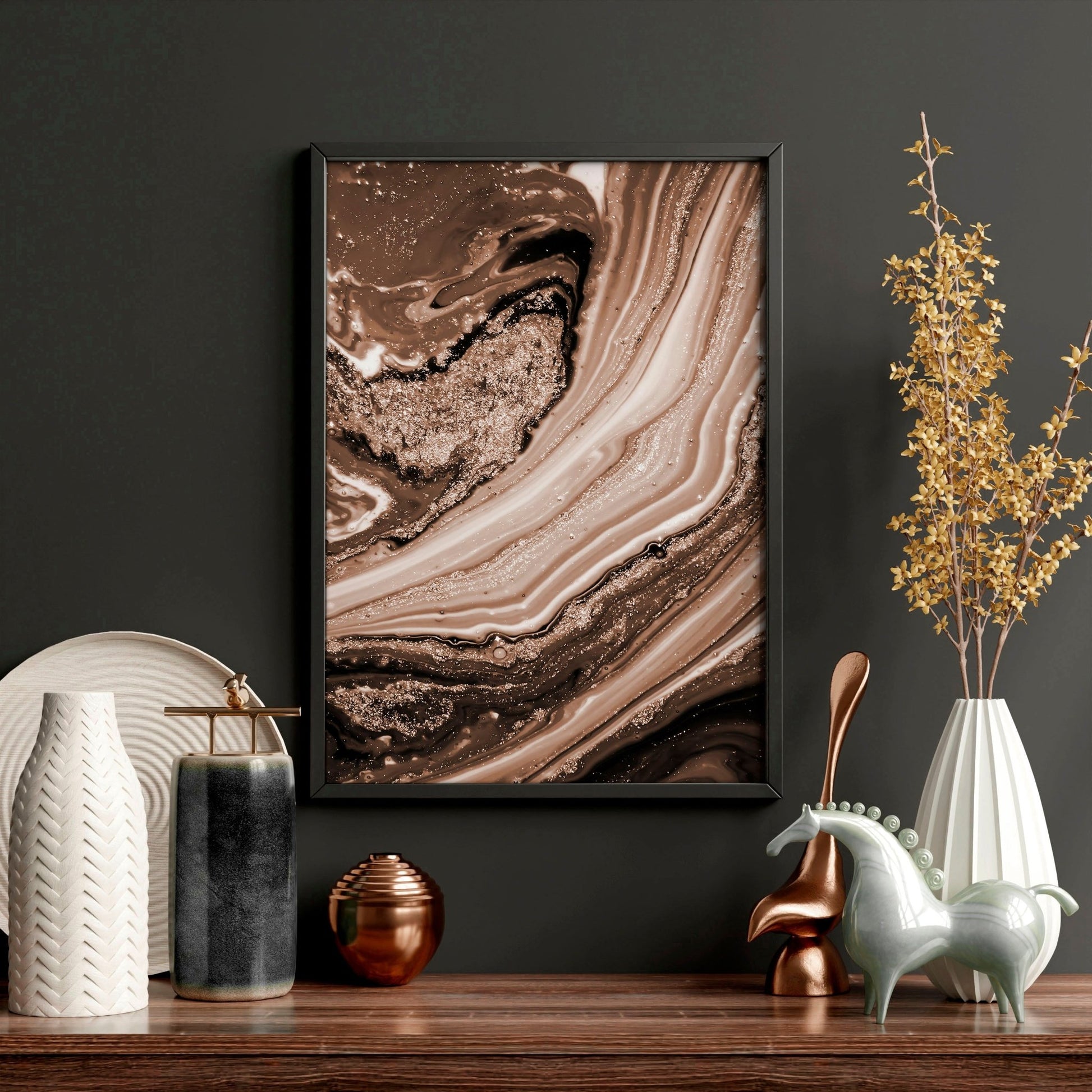 Copper Wall art contemporary | set of 3 wall art prints - About Wall Art