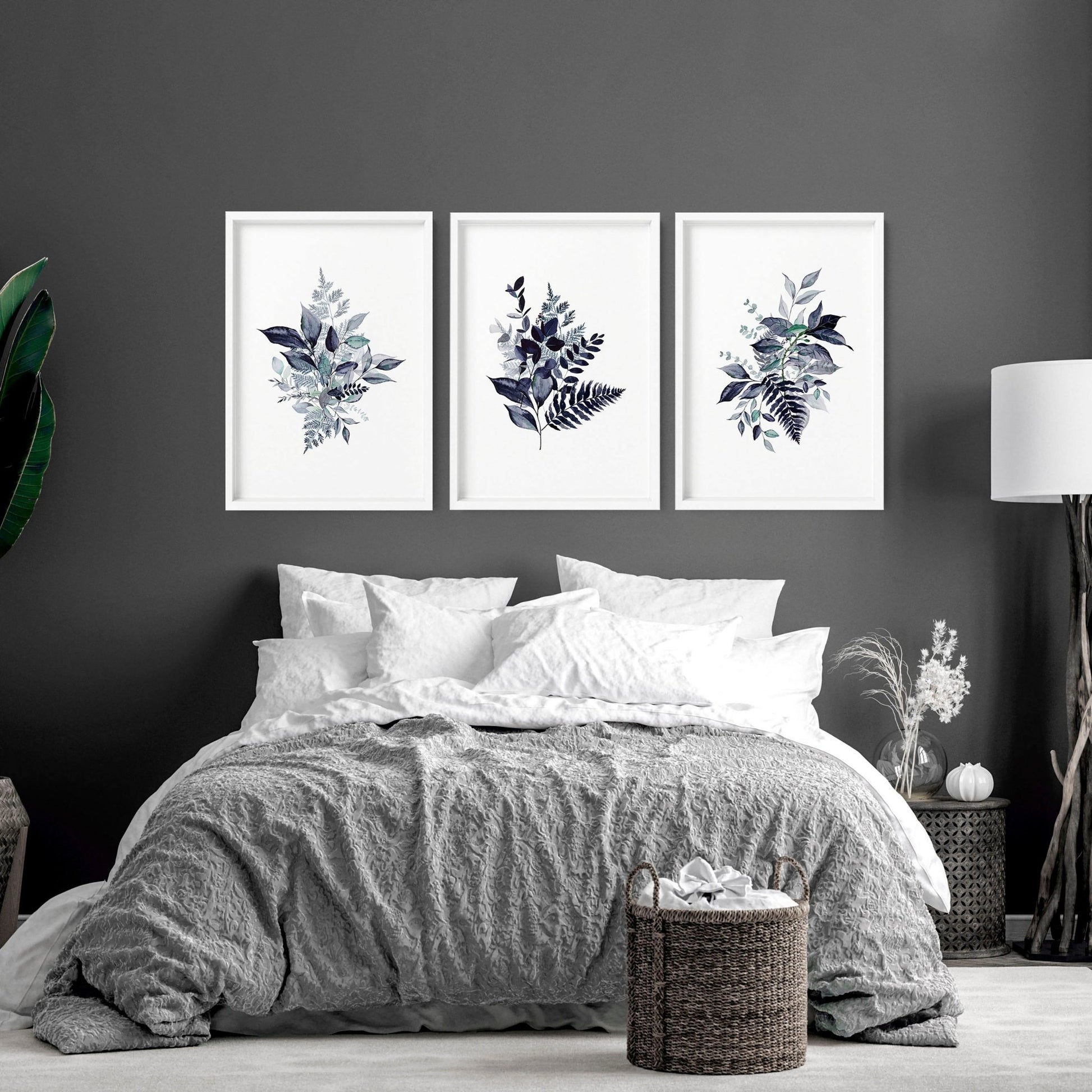 Blue Cottagecore bedroom - set of 3 framed wall art prints | About Wall Art blue-cottagecore-bedroom-set-of-3-framed-wall-art-prints-about-wall-art