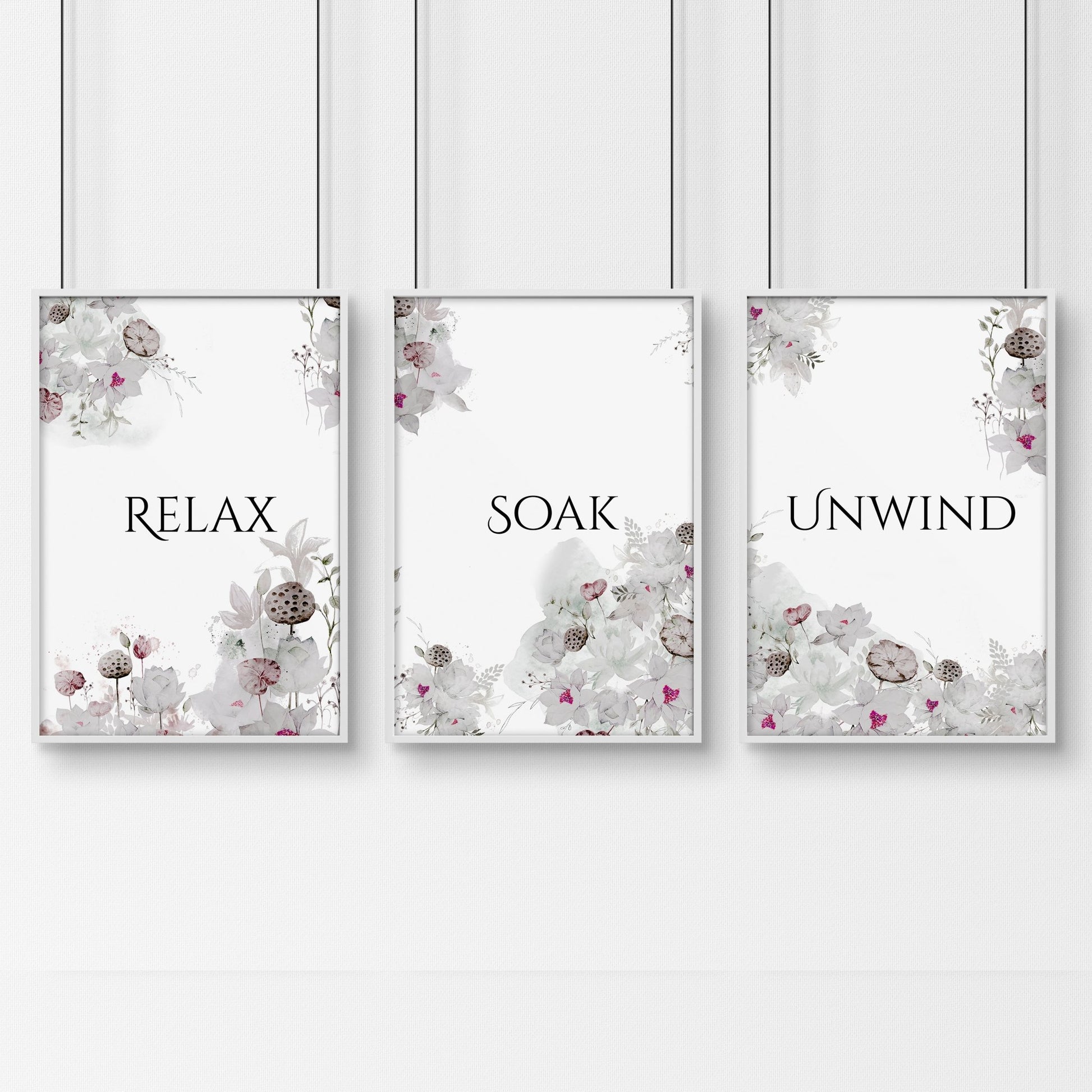 Country bathroom wall decor | Set of 3 wall art prints - About Wall Art