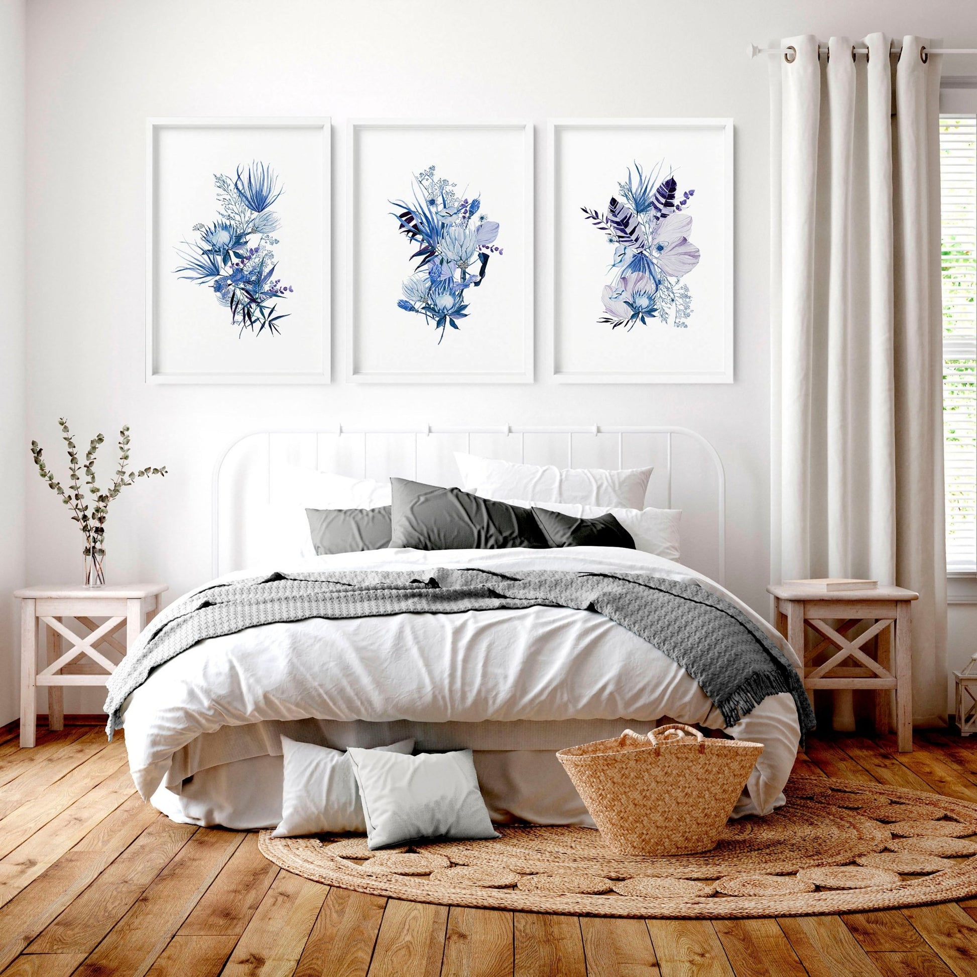 Country bedroom wall decor | set of 3 wall art prints - About Wall Art