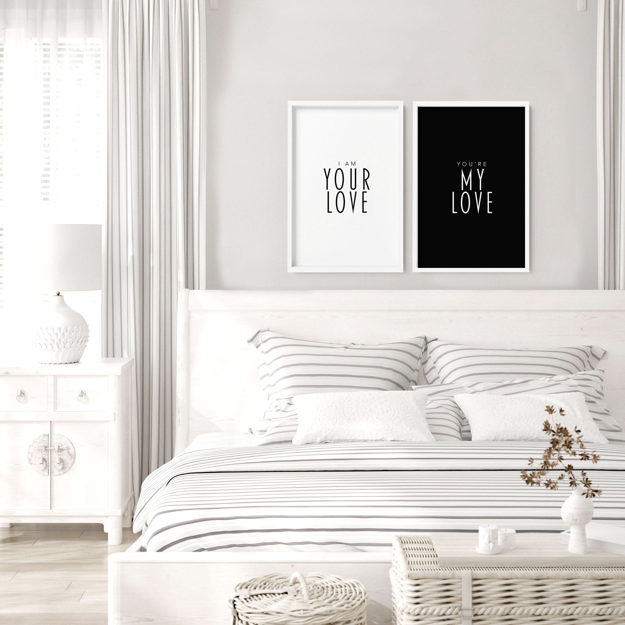 Couple anniversary gift idea | set of 2 wall art prints for Bedroom - About Wall Art
