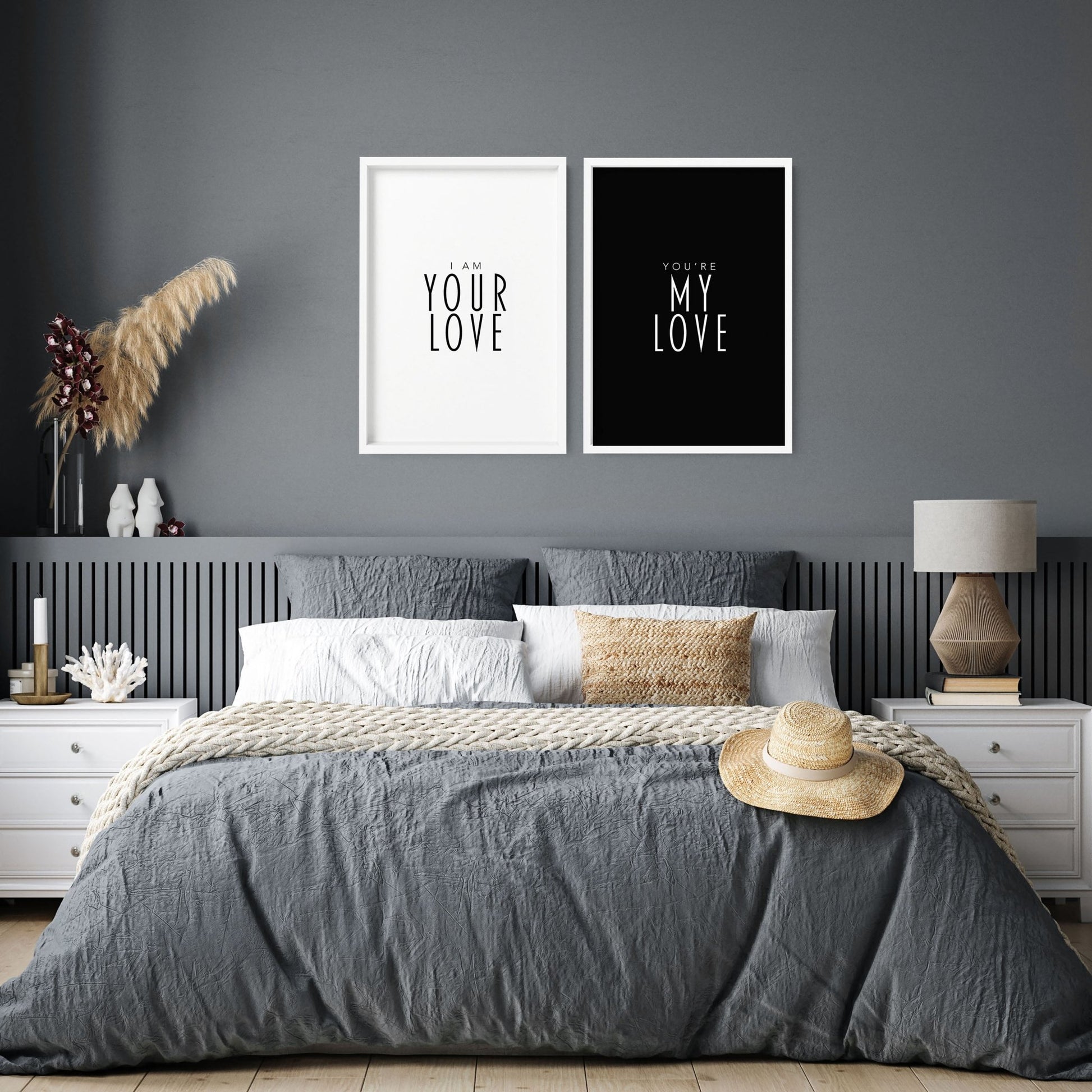 Couple anniversary gift idea | set of 2 wall art prints for Bedroom - About Wall Art