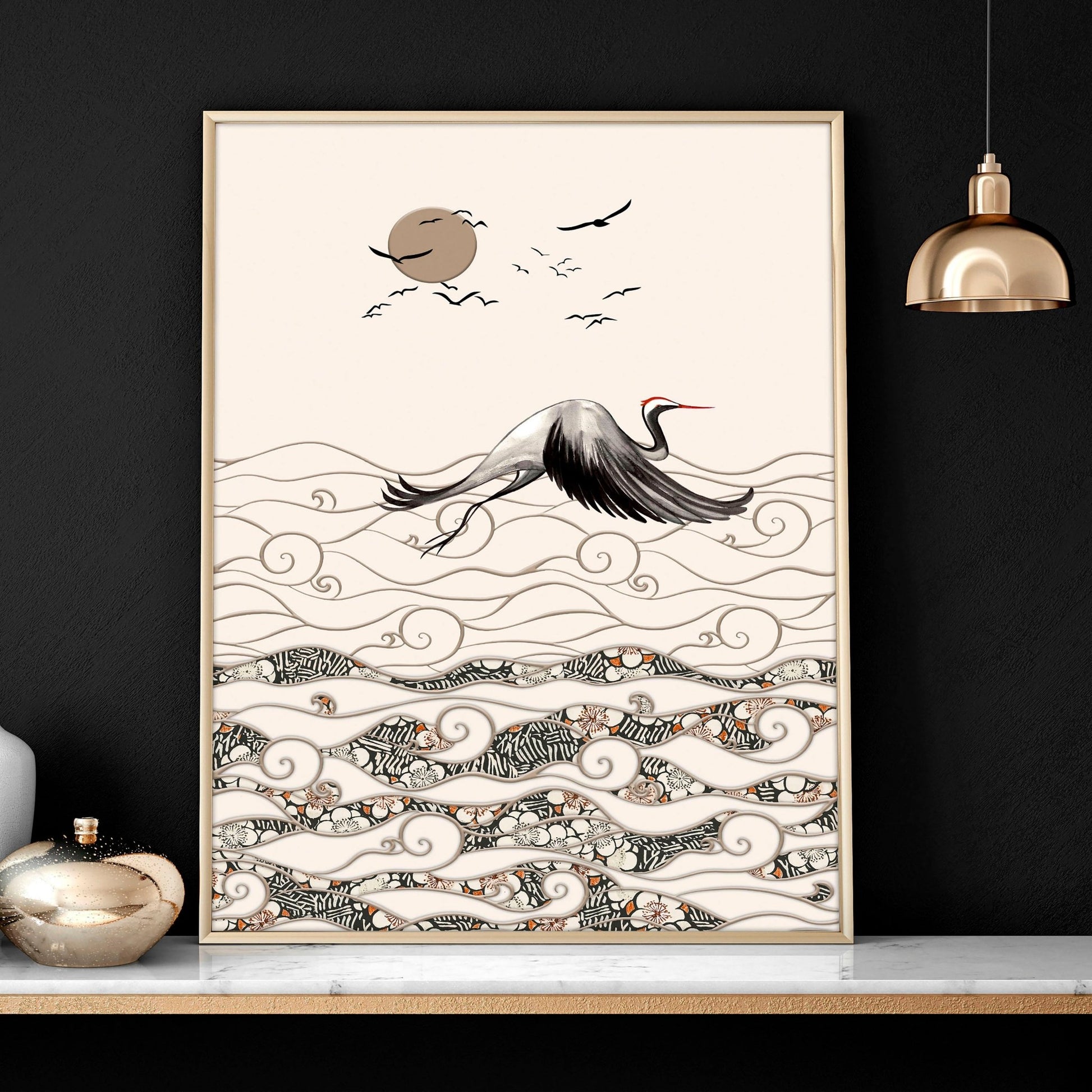 Cranes in Japanese Art | Set of 2 wall art prints - About Wall Art