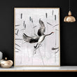 Cranes Japanese Art for home office | Set of 2 wall art prints