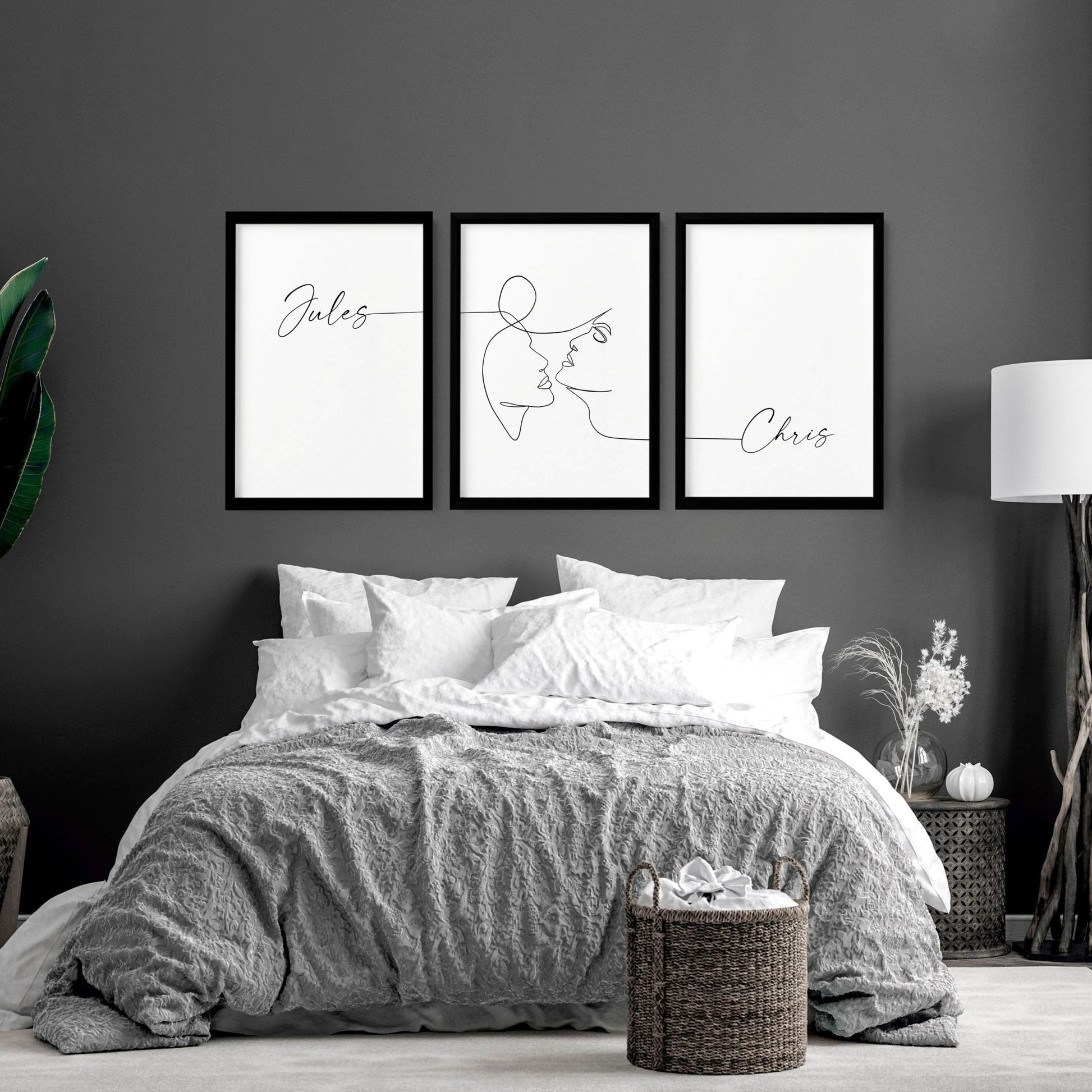 Custom valentines gift | set of 3 wall art prints for Bedroom - About Wall Art