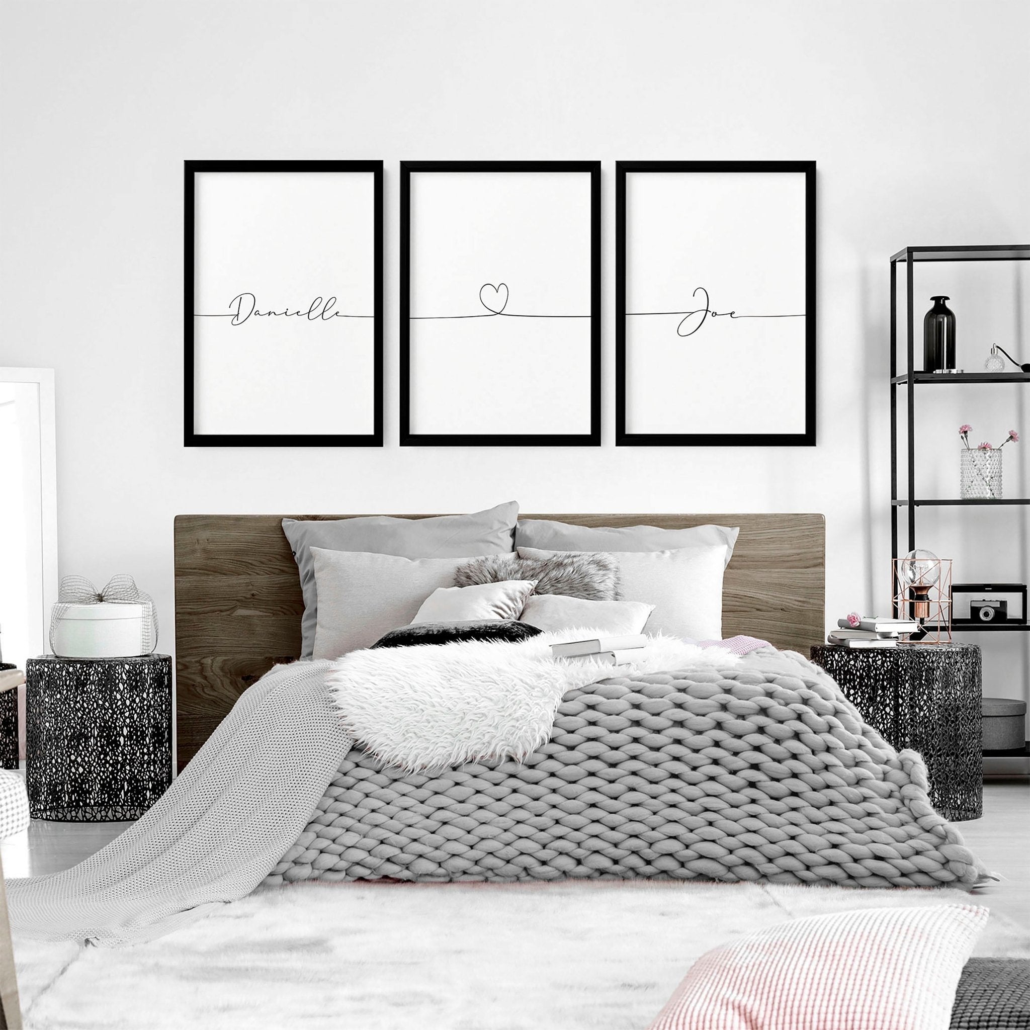 Customized valentines gift | set of 3 wall art prints for Bedroom - About Wall Art