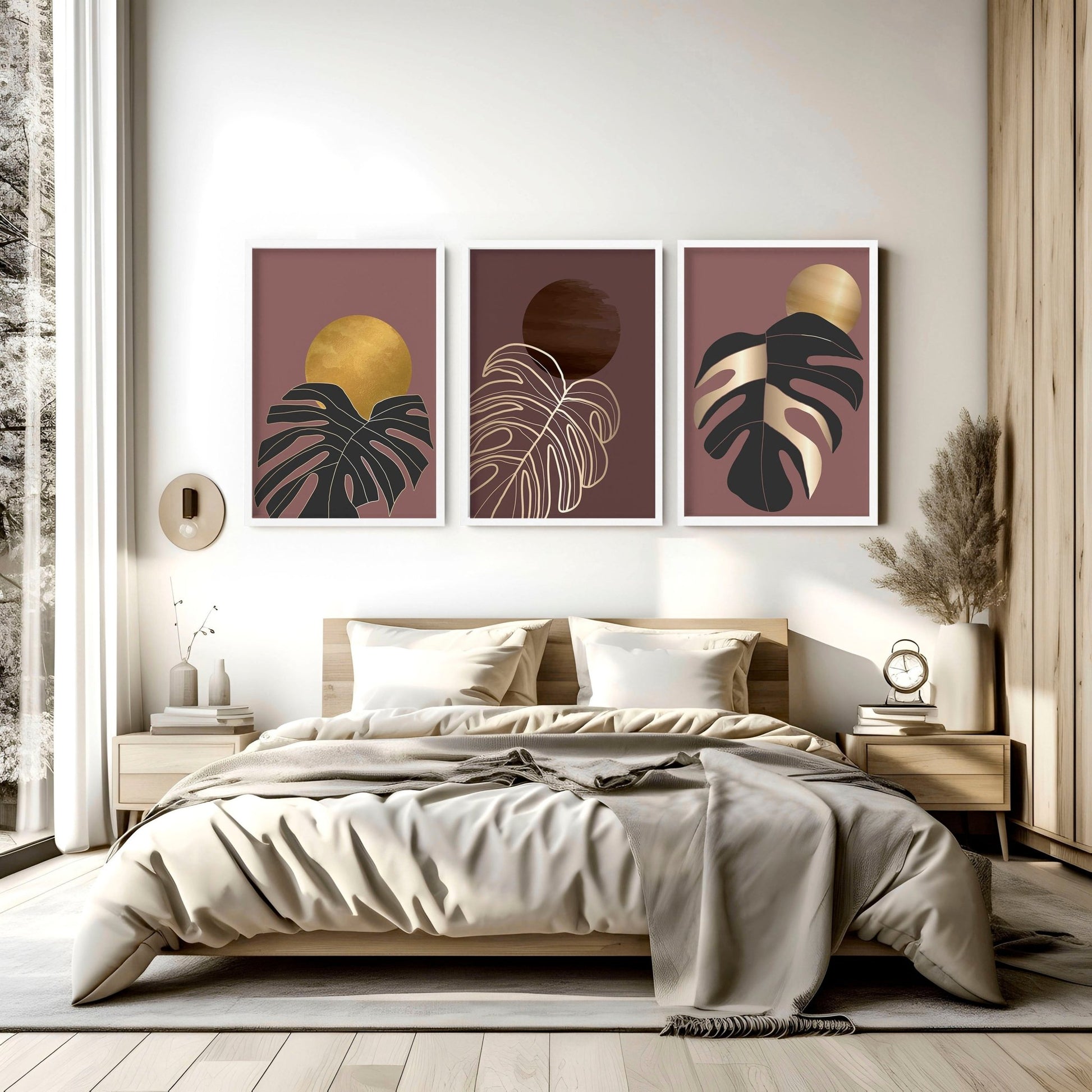 Earth toned bedroom wall prints | set of 3 wall art prints