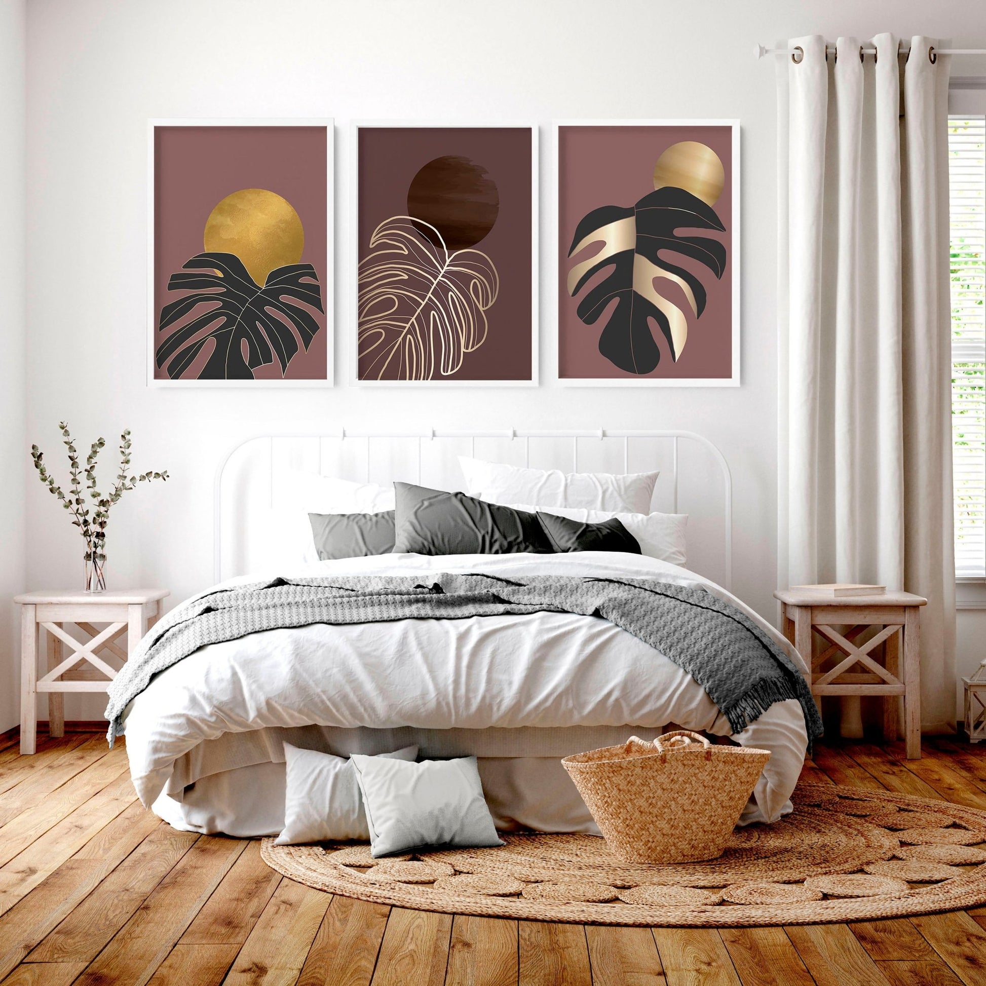 Bedroom wall prints | set of 3 Earth toned wall art prints